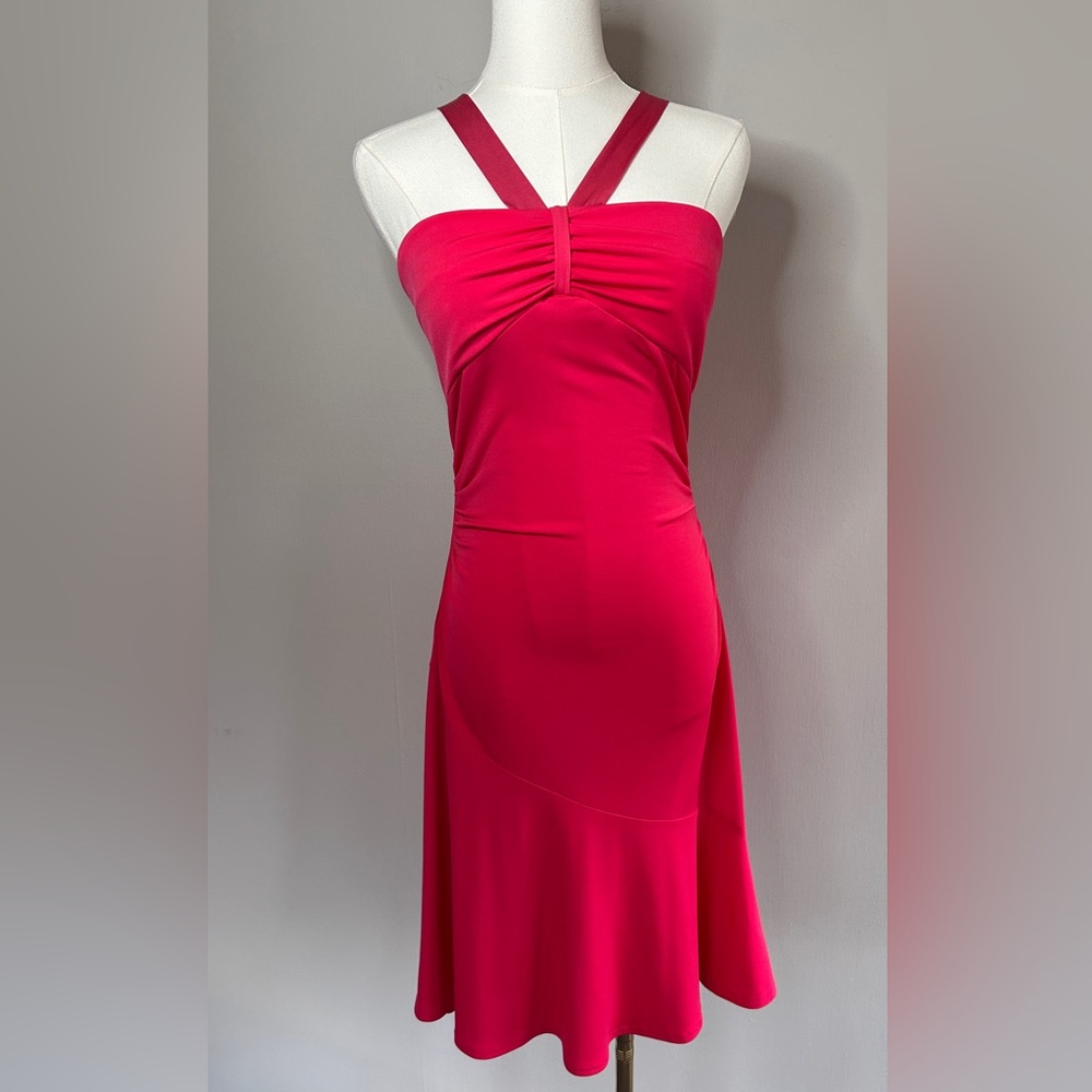 Y2K JODI KRISTOPHER Babydoll Ruched Midi Dress Resort Party Going Out Barbie | L - Picture 3 of 14